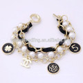 Lucky alloy pearl multilayer Charm Clover Bracelet